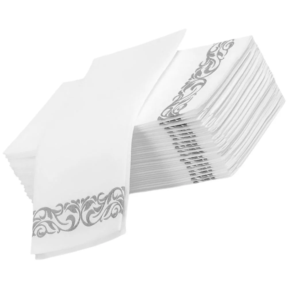 25 Pcs Paper Napkin Party Napkins Holiday Wood Pulp Home Decor Guest Wedding Silver Table Decorations Dining for Reception