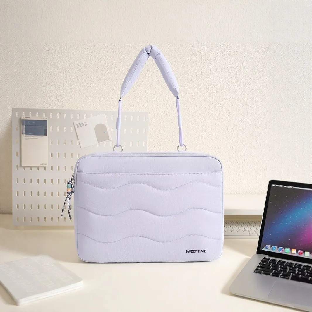 Lightweight nylon fabric laptop inner bag, multi-layered large-capacity, simple 14-inch computer handbag