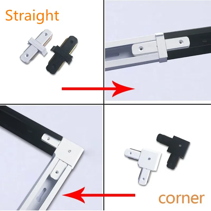 2 Wires 1 Phase 1M 0.5M Black White track light rail Connectors track lighting fixture rail for track lighting Universal rails