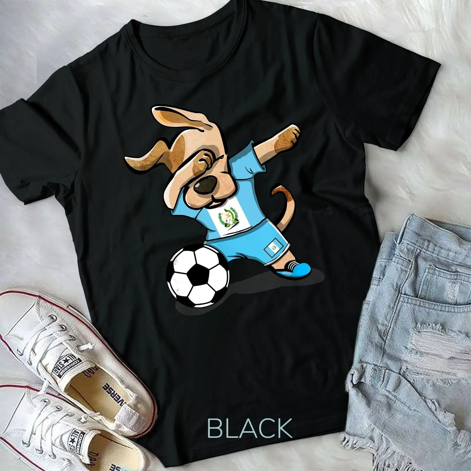 Dog Dabbing Guatemala Soccer Jersey Shirt Football Lover Tee Unisex T-shirt