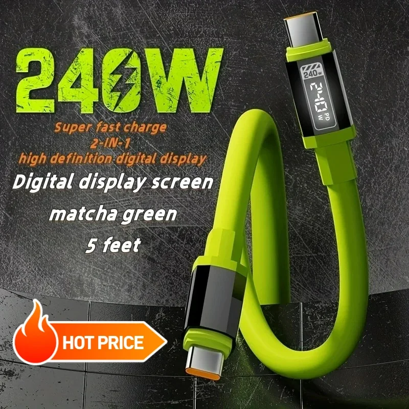 NEW 240W Max USB C Charger Cable with Digital Display 6A Sup