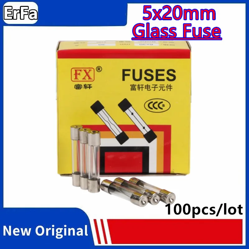 100pcs 5x20mm Household Fuses Tube Glass Fuse 5x20 0.1A 0.2A 0.5A 1A 2A 3A 4A 5A 8A 10A 15A 20A 25A 30A 250V 5*20