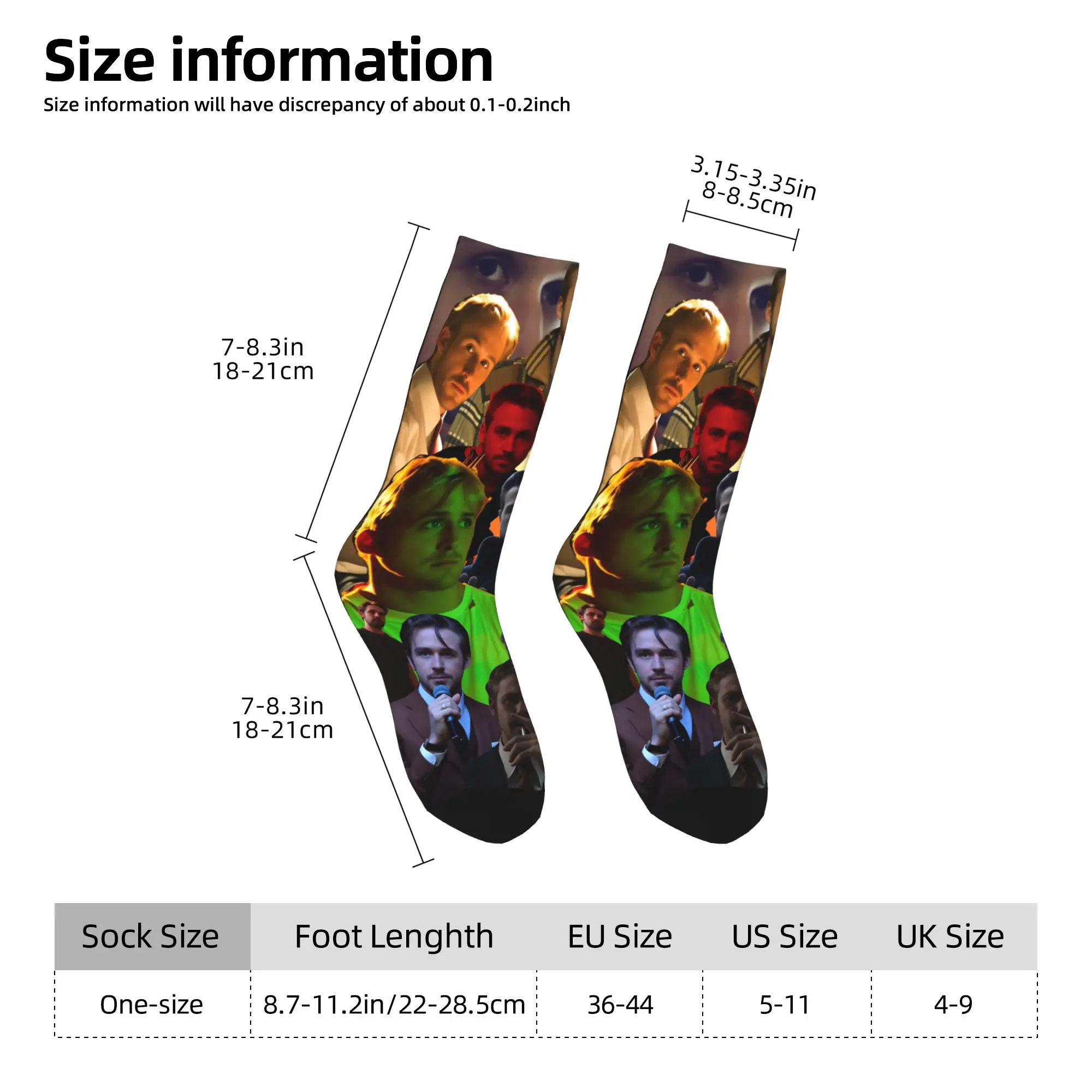 

Men Socks Ryan Gosling Collage Stockings Autumn Fashion Quality Socks Graphic Running Sports Anti Skid Socks
