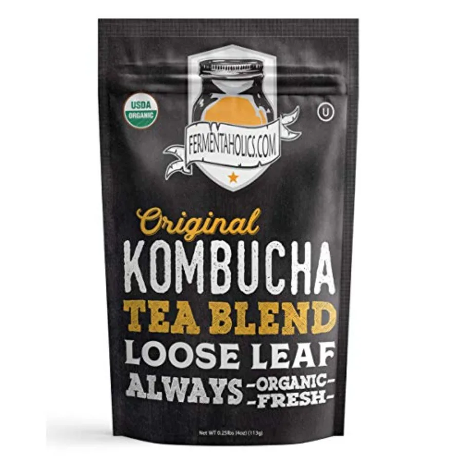Mezcla de Té Kombucha Orgánica Certificada por la USDA, Mezcla de Té Negro y Verde Orgánico Certificada Kosher, Hojas Sueltas