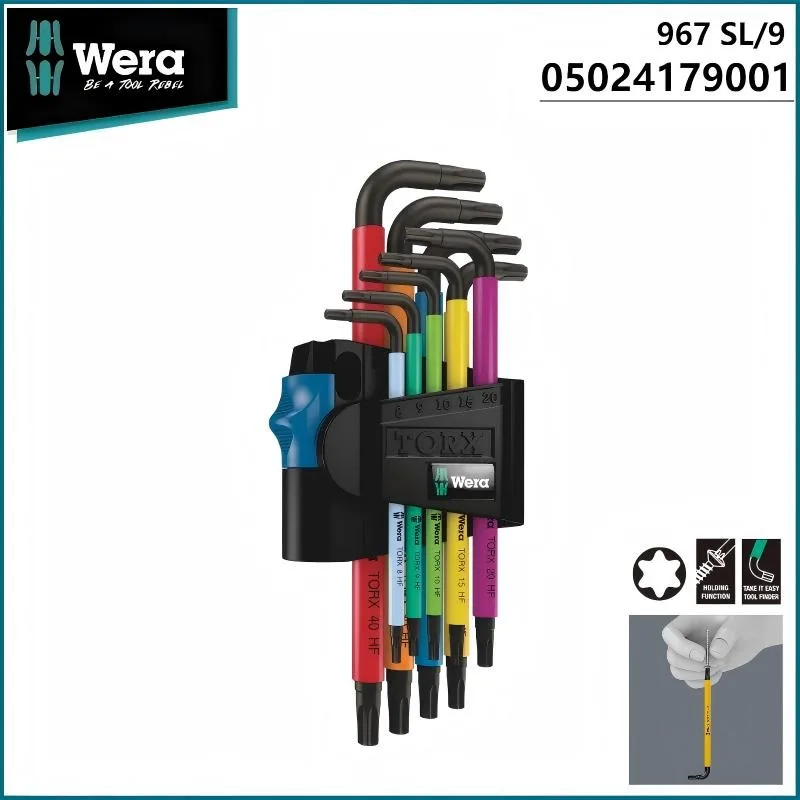 

Wera 05024179001 9Pcs Short L-Shape Hex Spanner Set - 967/9 TX, Multicolour, Anti-Corrosion, Strong Grip