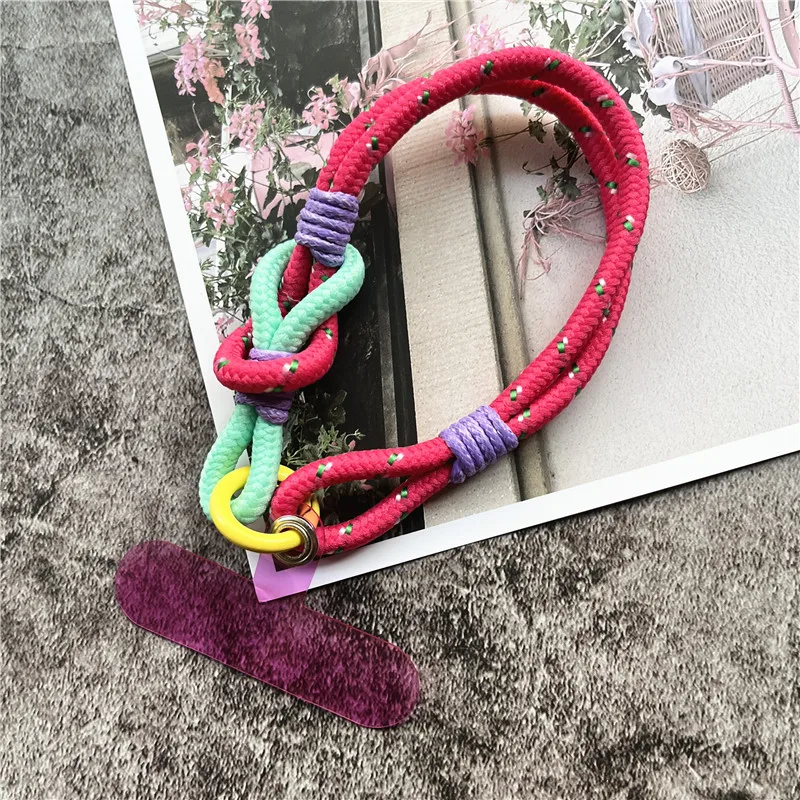 Luxury Cell Phone Charm Wrist Strap with Patch Key Lanyards