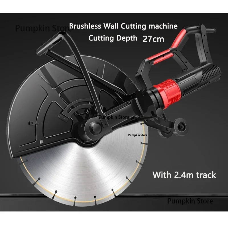 Handheld Brushless Wall Cutting machine 27cm High power Cement Concrete Grooving machine Door windows Slotting machine With rail