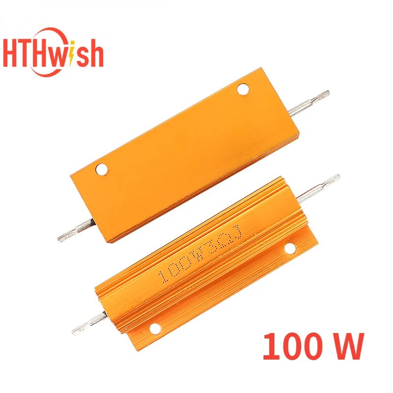 1PC RX24 100W Aluminum Power Metal Shell Case Wirewound Resistor 1 2 3 4 6 9 10 15 20 100 ohm Load Resistance Car LED Decoder