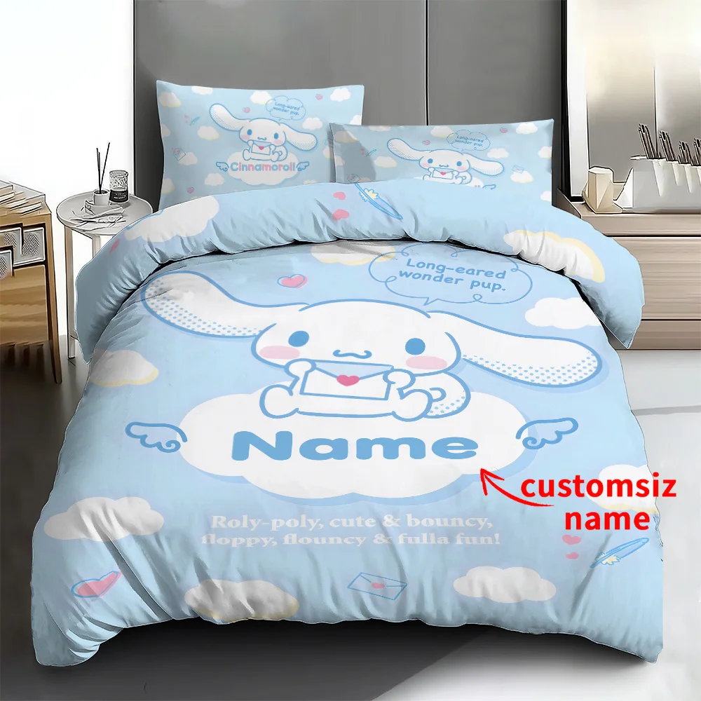 

Cinnamoroll Customizable Name Duvet Cover Bedding Set Personalize with Your Name Cartoon Bedroom Decor for Women Teens Gifts