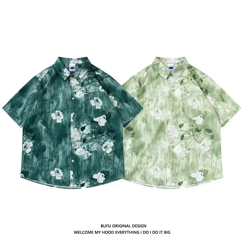 Thin Quick Dry Flower Geometric Printed 2023 Hawaiian Shirt Short Sleeved Comfort Men'S Clothing Harajuku Summer Men'S Shirts