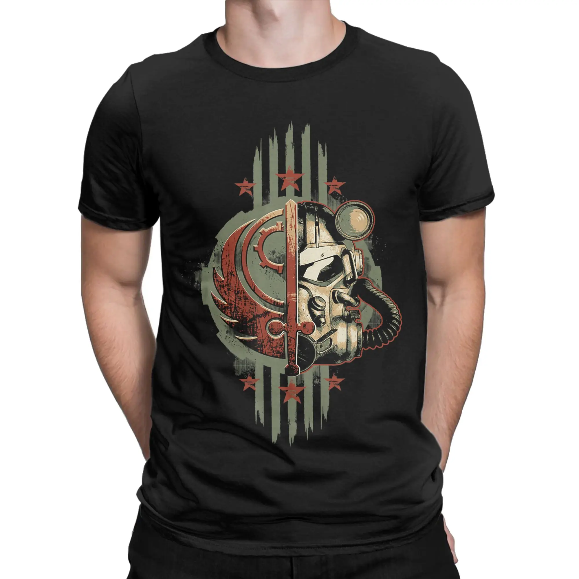 Brotherhood of Steel Helmet Falloutend Game Cotton T Shirt For Men Summer  Y2K Casual T Shirts O Neck Hipster Tee Shirt Loose