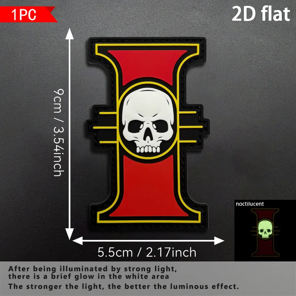 1Pc/2Pcs/3Pcs Optional Geometric Skull-Shaped Arm Patches, Pvc Glow-In-The-Dark Material Patches, Badge Appliques, Decorative Labels for Bags and Clothing, Includes Felt Backing
