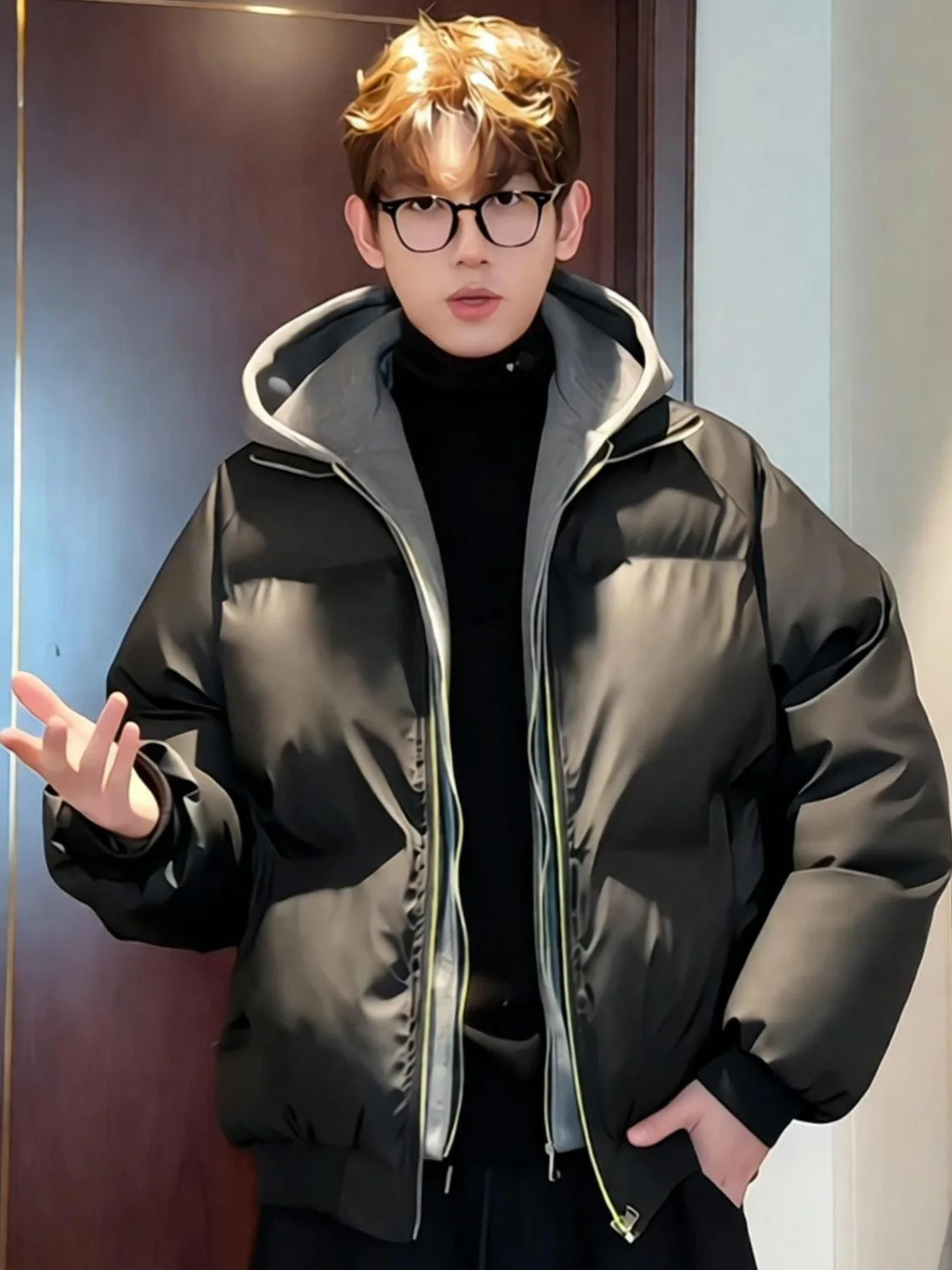 

Мужская зимняя куртка из искусственной кожи с капюшоном, новая, в американском стиле, повседневная, утепленная, длинная, на хлопковой подкладке...