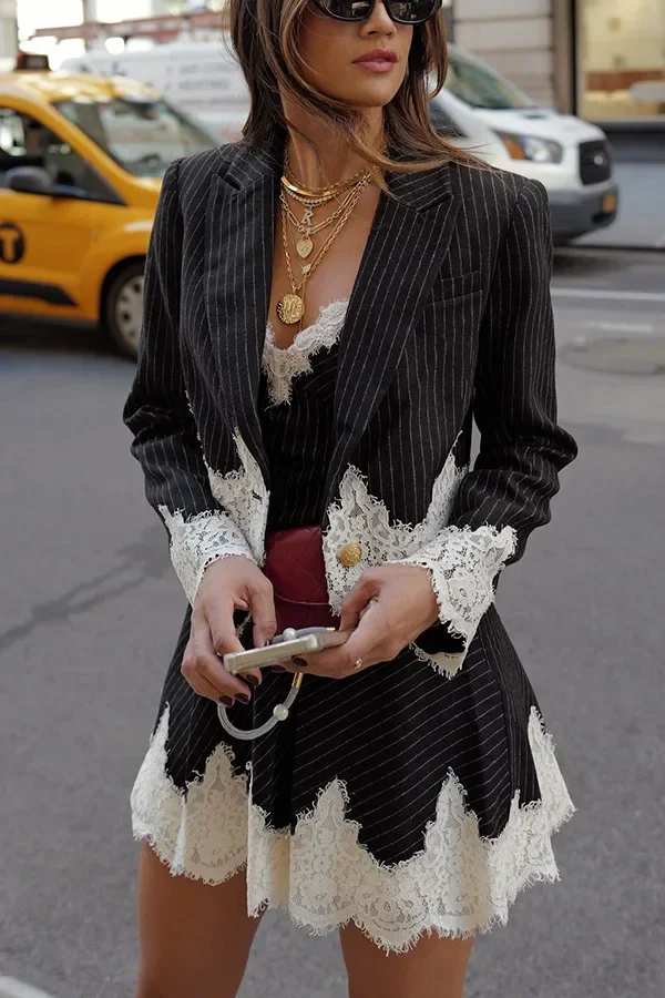 بدلة أوروبية وأمريكية للخريف والشتاء بدلة عصرية جديدة INS فستان كاجوال فضفاض طقم نسائي مكون من قطعتين #1