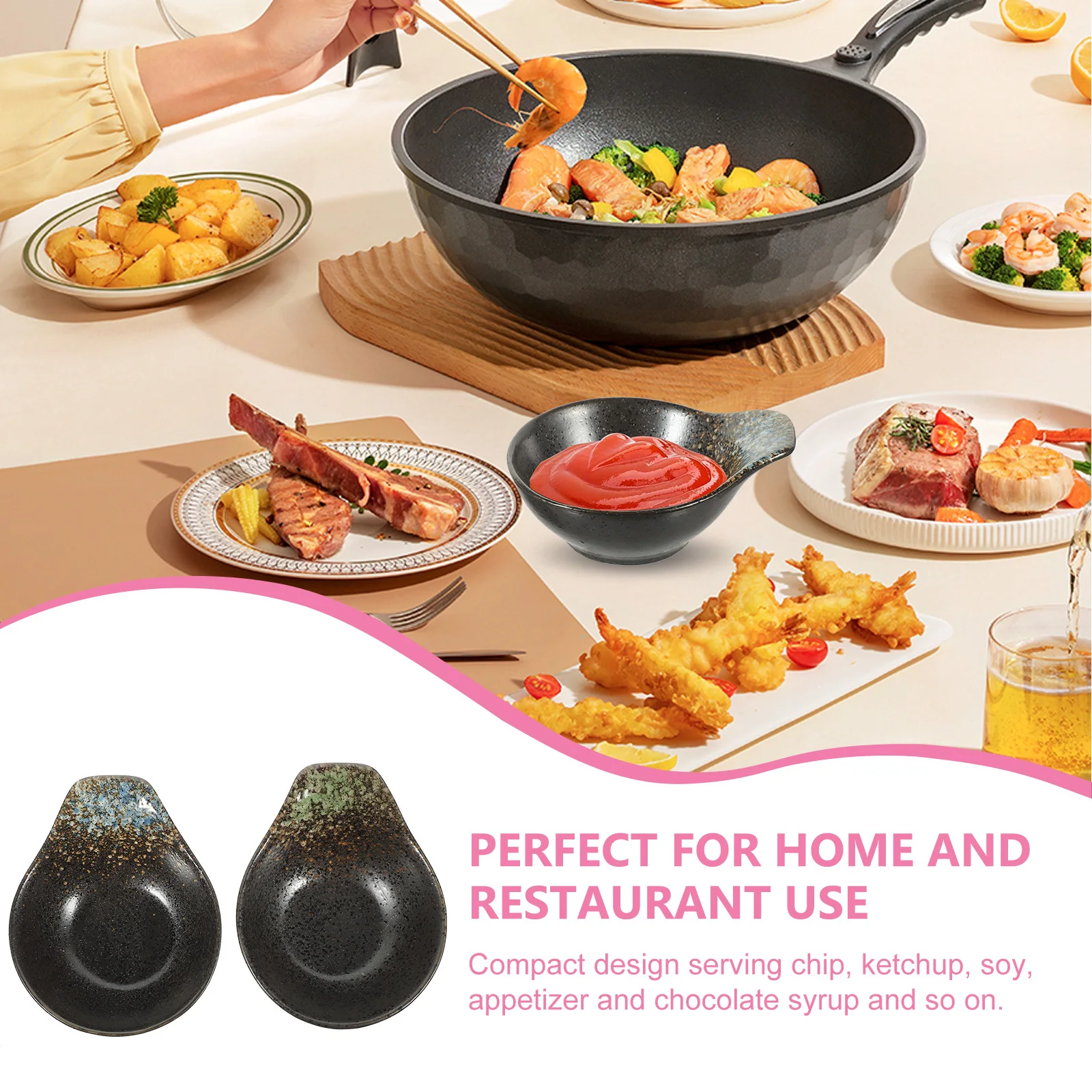 

2Pcs Ceramic Sauce Bowls Small Dipping Dishes Soy Sauce Containers for Condiments Appetizers Serving Small Bowls