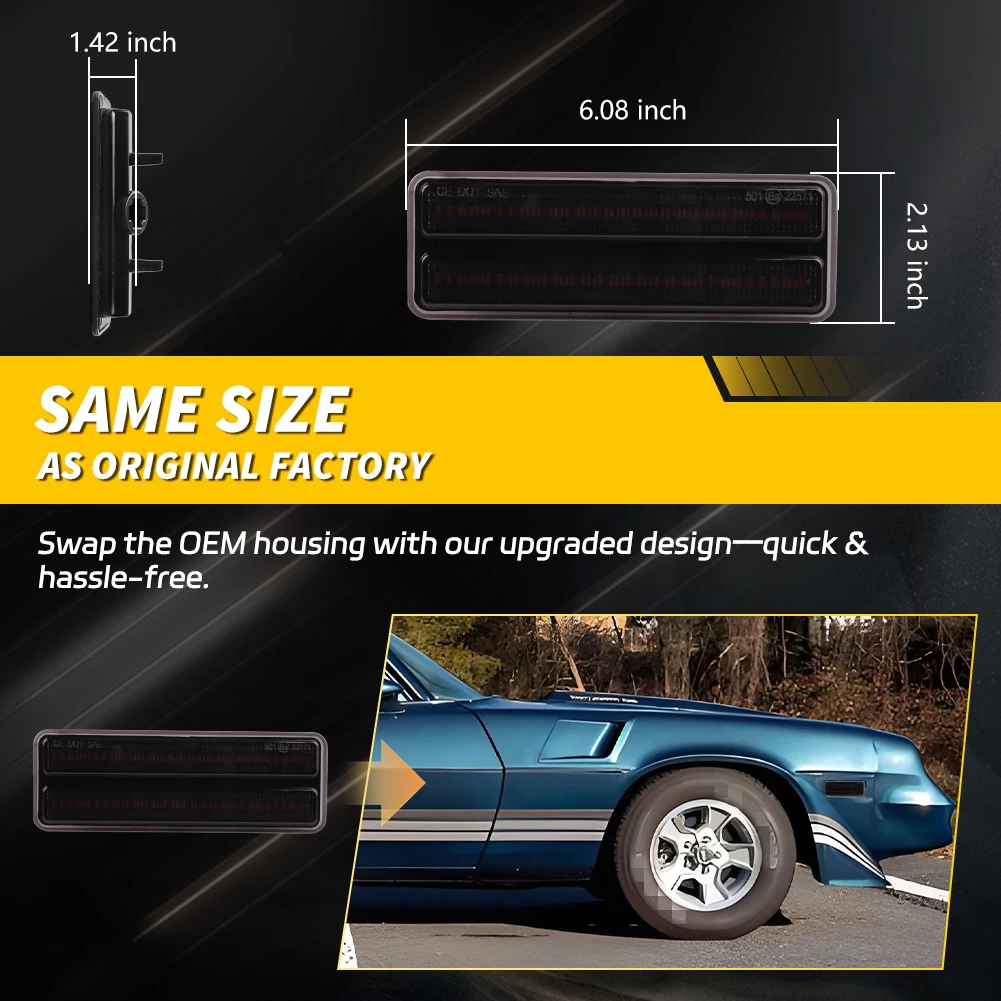 2 قطعة المصد الأمامي الجانب ماركر ضوء بدوره مصباح إشارة عاكس الحاجز ضوء ث/LED ل 1978 1979 1980 1981 شيفروليه كامارو Z28