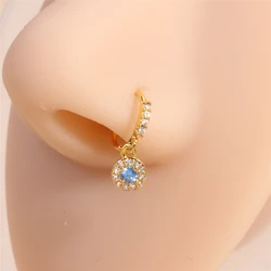 Dangle Hoop Nose Ring for Women Girl Body Piercing Jewelry Crystal Zircon Pendant Indian Nose Ring Nose Piercing Jewelry