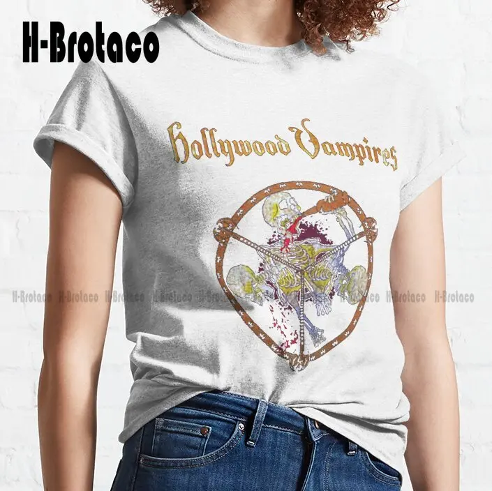 Hollywood-Vampires - Drink Fight Puke Johnny Depp Classic T-Shirt T-Shirt Dress Cotton Outdoor Simple Vintag Casual Tee Shirts