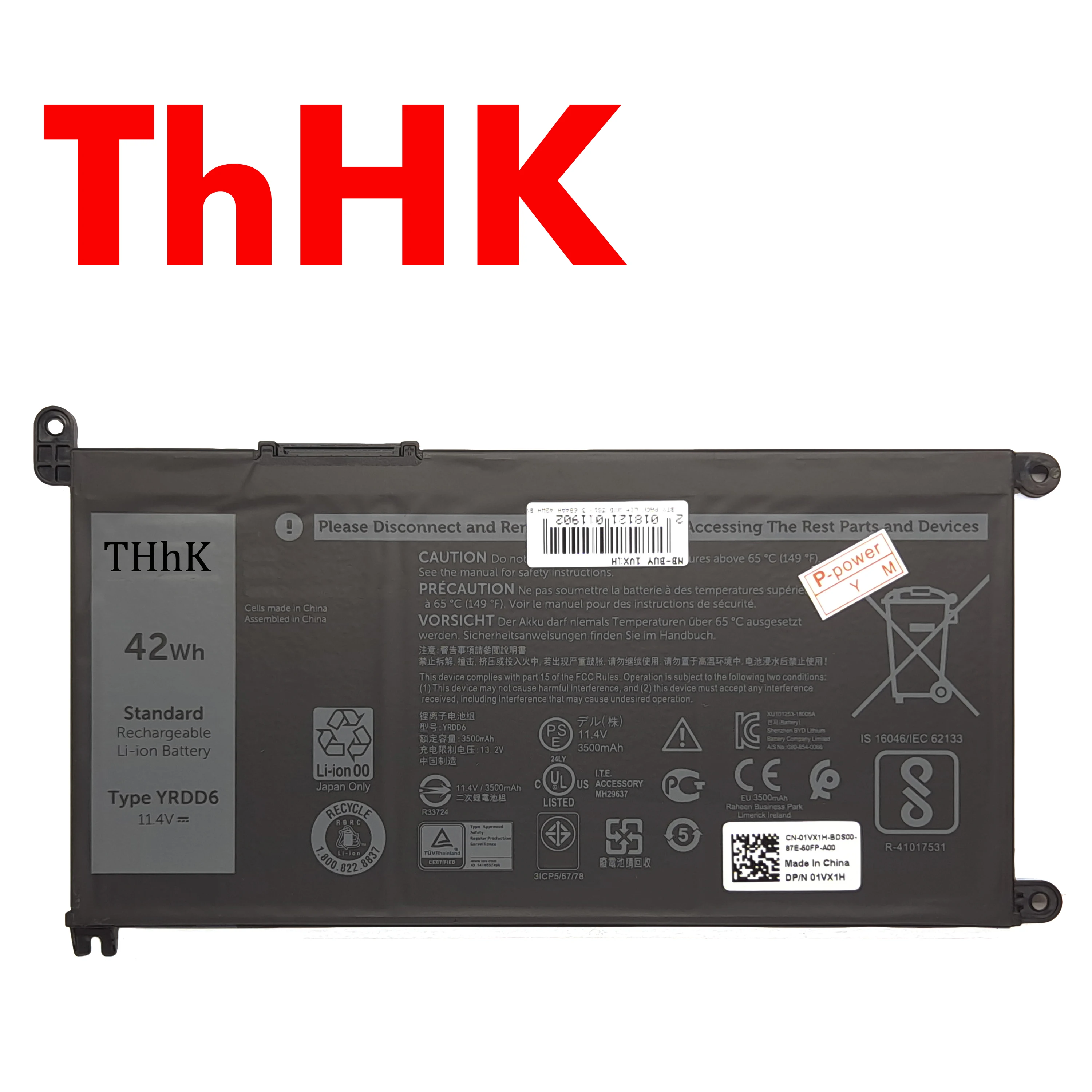 THHK 42WH YRDD6 Battery For Dell Inspiron 3493 3582 3583 3593 3793 5584 5585 5590 5593 5594 5598 5481 5482 5485 5491 5591