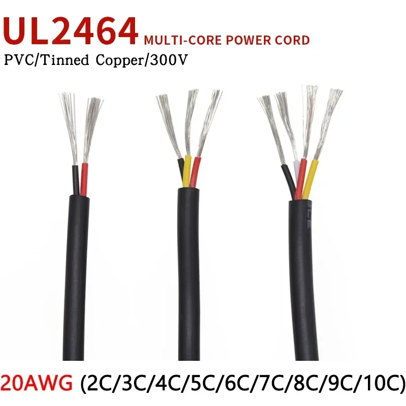 

1 м 20AWG UL2464 кабель с покрытием, канальный аудиокабель 2 3 4 5 6 7 8 9 10 ядер, изолированный мягкий медный кабель, провод управления сигналом