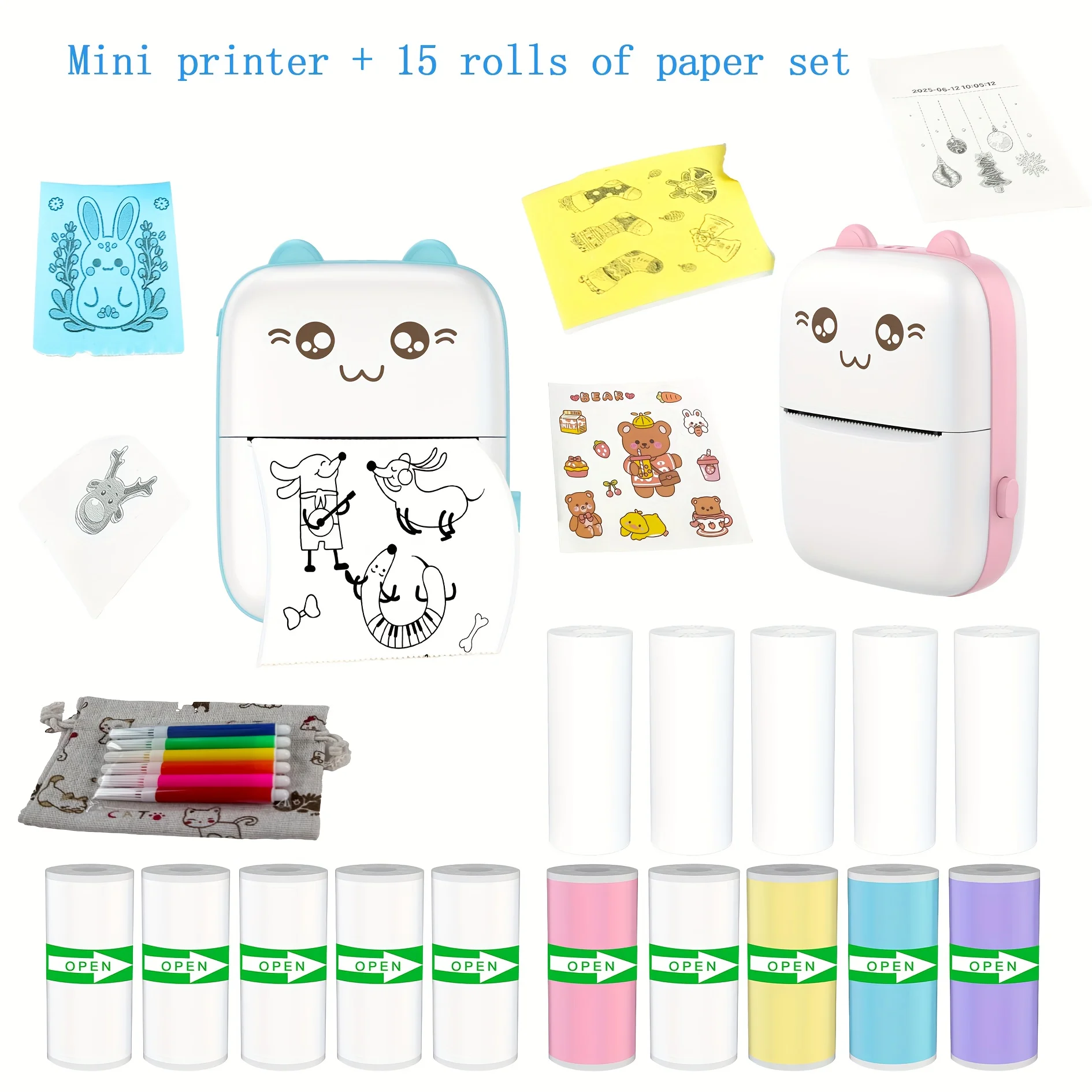 

Портативный бесчернильный принтер Мини-беспроводной мгновенный принтер для приема, заметок, поделок, совместимых с устройством изготовления этикеток на iOS и Android