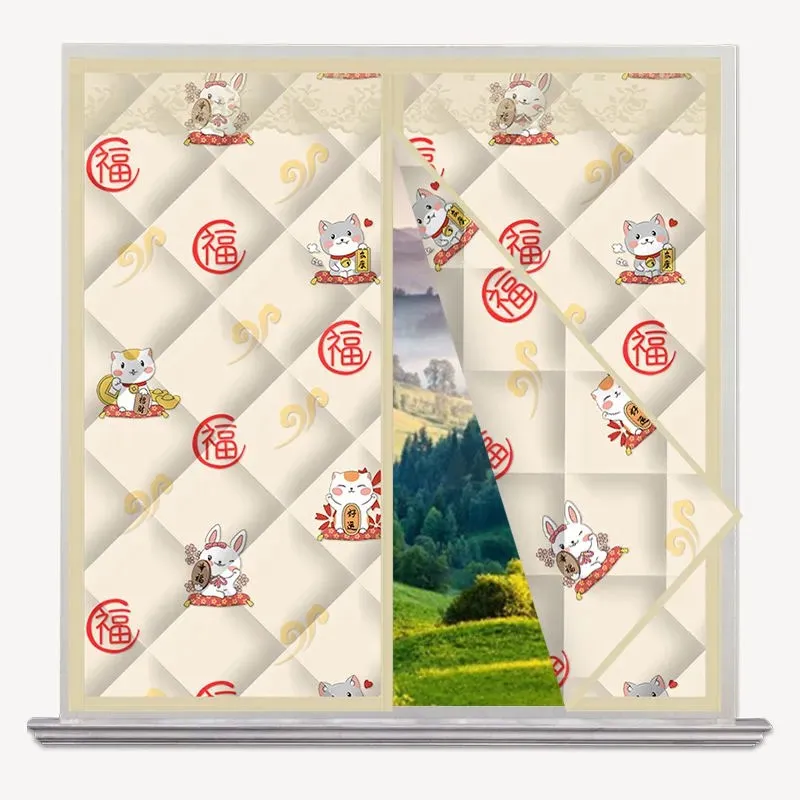 Winter Window Insulation Cotton Curtains Thickened Windproof Thermal Insulation Bedroom Soundproof Sealed Privacy Curtain