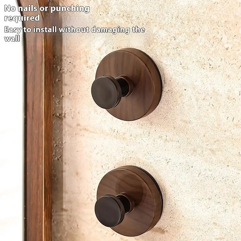 1/2/4 Stuks Walnoot Houtnerf Deur Haak Lijm Badkamer Handdoekenrek Geen-Boor Wandmontage kleerhanger Haak Voor Keuken