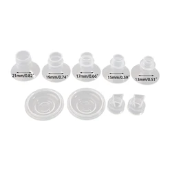 1set 13/15/17/19/21mm inserti per imbuto per tiralatte convertitore di dimensioni calibro Plug-in adattatore per corno per capezzolo + valvola a becco d'anatra a membrana