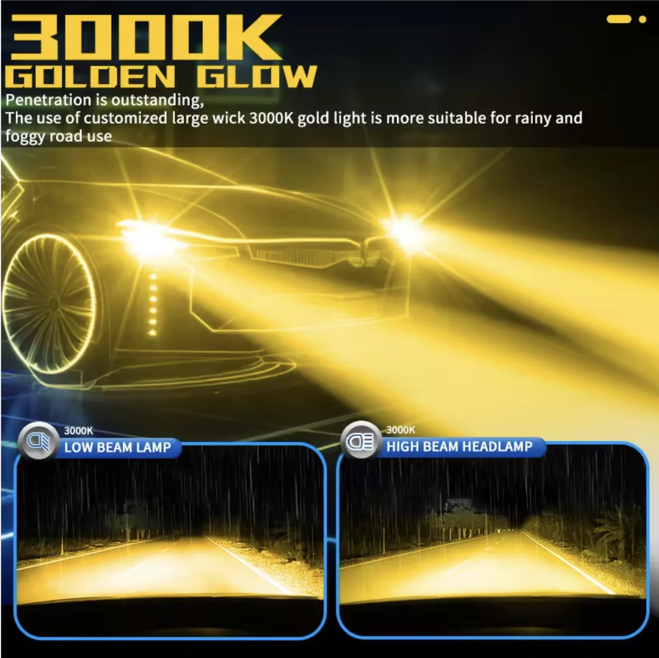 مصباح أمامي LED مزدوج اللون بقدرة 110 وات لمنزل متنقل RV، 3000K/6500K قابل للتحويل 12 فولت/24 فولت، إضاءة تحويل شاحنات سيارات الدفع الرباعي #3