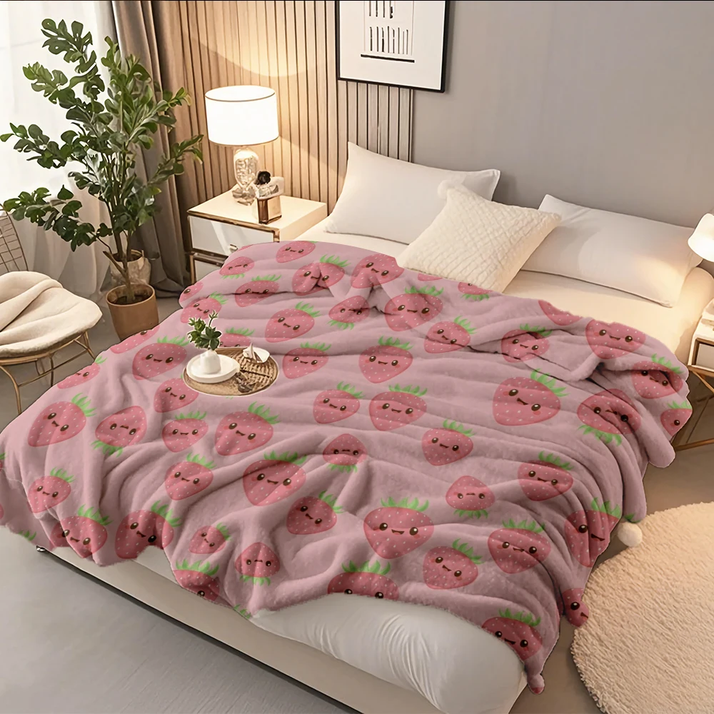 

Classic Flannel Bed Blanket Cute And Happy Summer Collection Geometric Pattern Bed Scarf Bedcover With Hypoallergenic