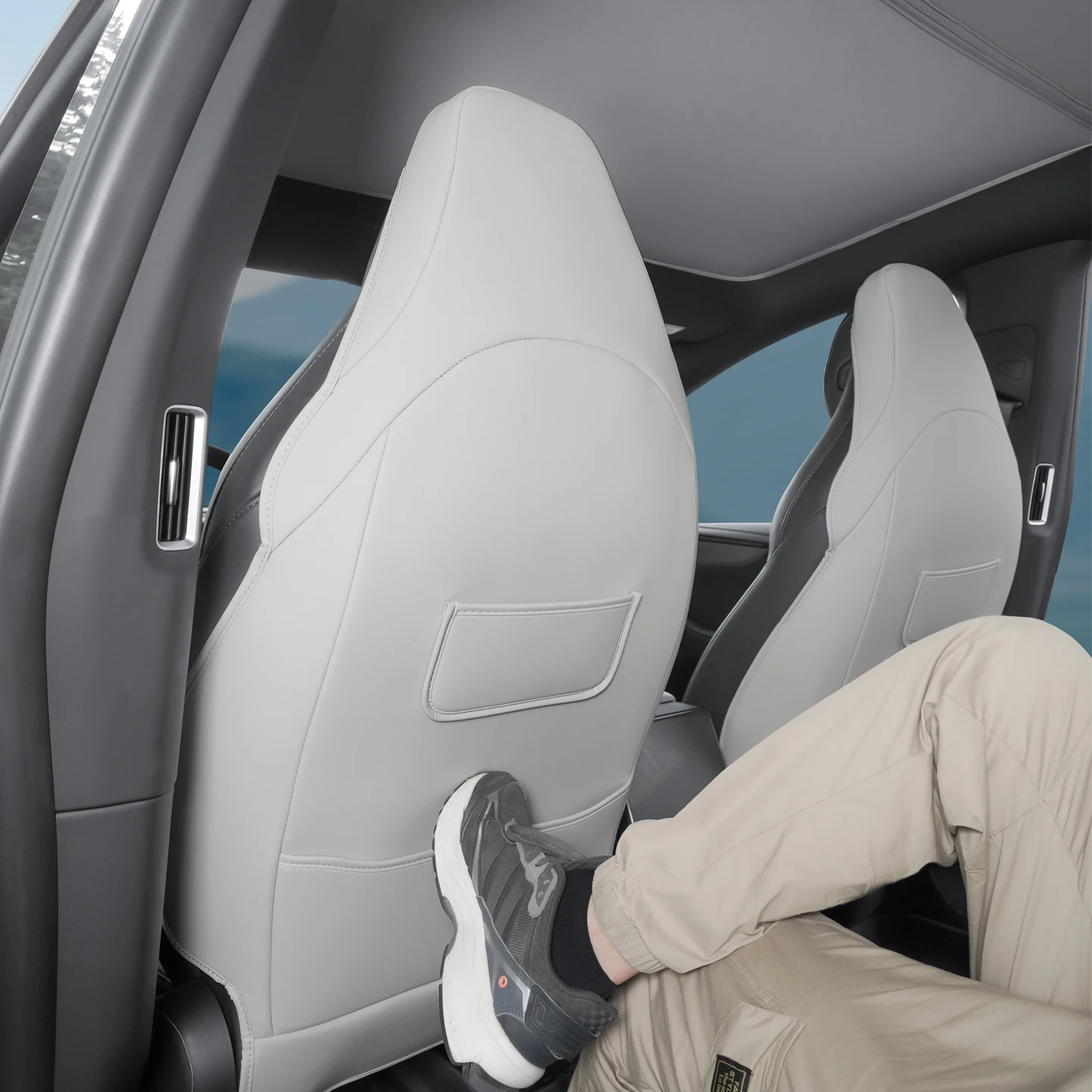 For Tesla 6-seater Model YL First Row Seat anti Kick Pad, All Inclusive Seat Back, ModelY/3 Front Seat Back Protective Pad, 2pcs