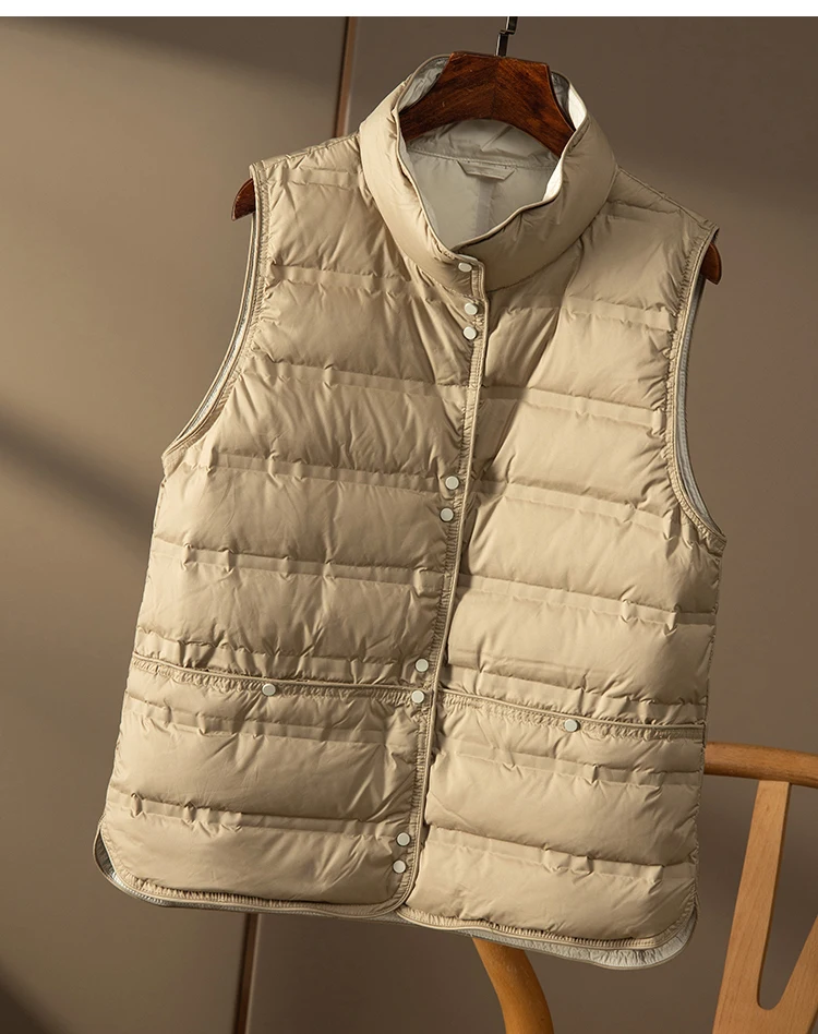 

Faionable Легкий пуховый жилет Женский пуховик Jaet White Du down Верхняя одежда Trendy ort Sle Commute Retro