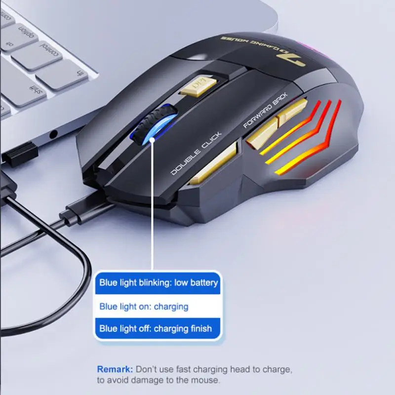 RYRA Wired Gaming Mouse USB Computer 2.4GHZ Mouse Gaming RGB Ergonomic Mouse 7 Button 3200DPI LED Silent Game Mice For PC Laptop