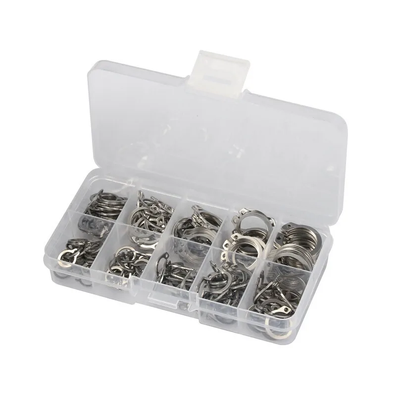 100pcs M8-M18 Stainless Steel Retaining Clip Washers Snap Ring C Type External Circlips Assortment Kit Set for Bearing Shaft