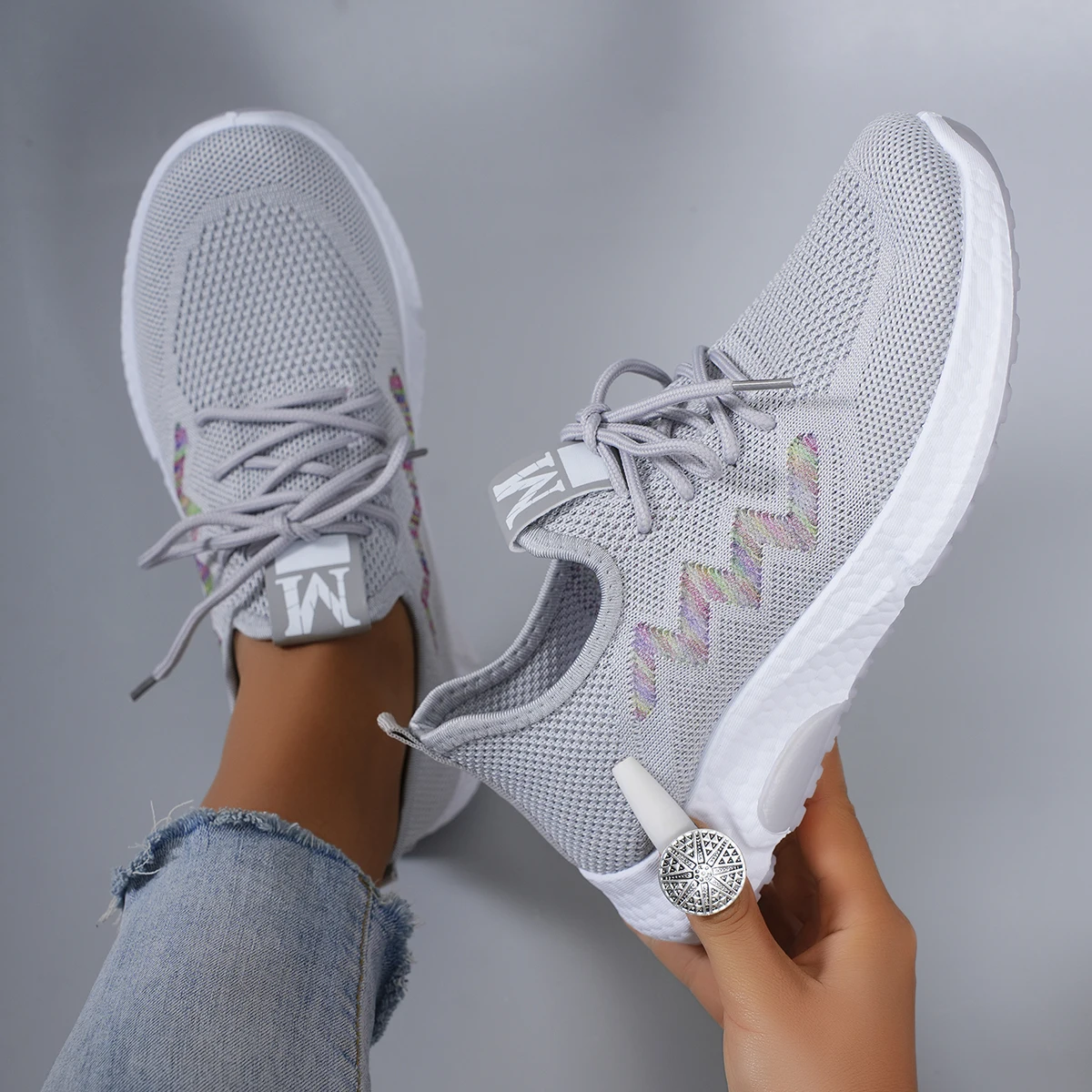 أحذية نسائية صيفية مسطحة شبكية قابلة للتنفس أحذية نسائية أحذية رياضية كاجوال، شحن مجاني للتخليص #5