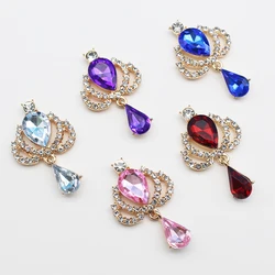 10 Gold Crown Drop Shaped Acrylic Pendant DIY Costume Decorative Wine Glass Lady Brooch Gift Box Rhinestone Accessories