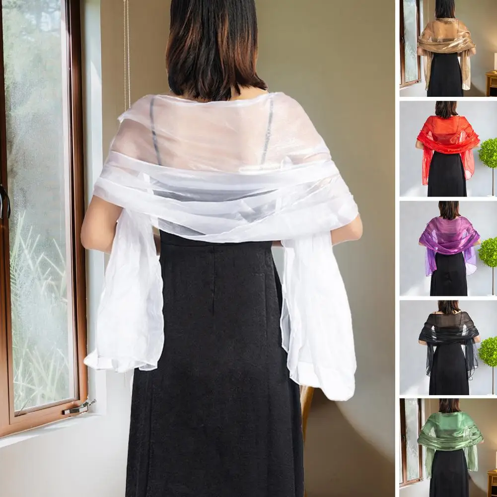 

Thin Bright Silk Solid Color Dress Shawl Bridesmaid Cheongsam Long Shawl Sunscreen Scarf Платье Шаль 드레스 샤울