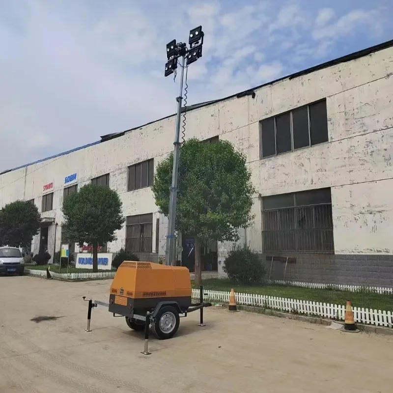 5m 7m 9m Portable Trailer Hand-lifting Mobile Lighting Tower Portable Light Tower CE EPA Certified