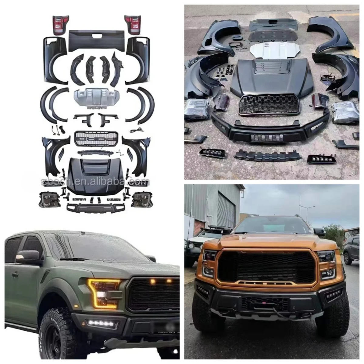 Old to New Body Kit for Ranger T6 T7 T8 Upgrade F150 Raptor Body Kit F150 Car Bumpers Headlights