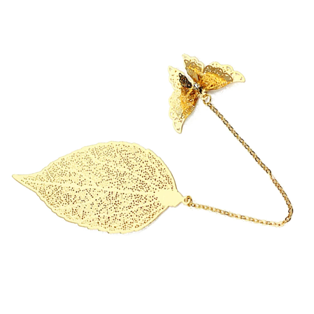 إشارات مرجعية على شكل أوراق ذهبية معدنية إبداعية للأطفال أدوات مكتبية لتزيين الهدايا واللوازم المدرسية المكتبية متعددة الوظائف محمولة على شكل ورقة شجر