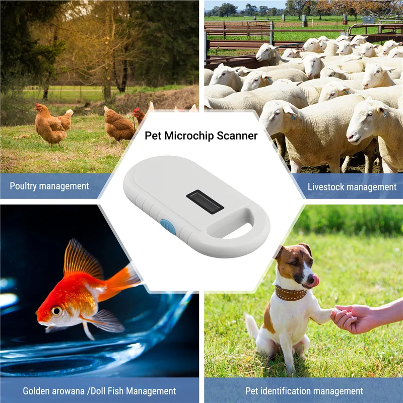 RFID Reader สัตว์เลี้ยง Microchip เครื่องสแกนเนอร์มือถือสัตว์ชิป Reader แบบพกพา RFID Reader รองรับ ISO 11784/11785, FDX-B-TCES