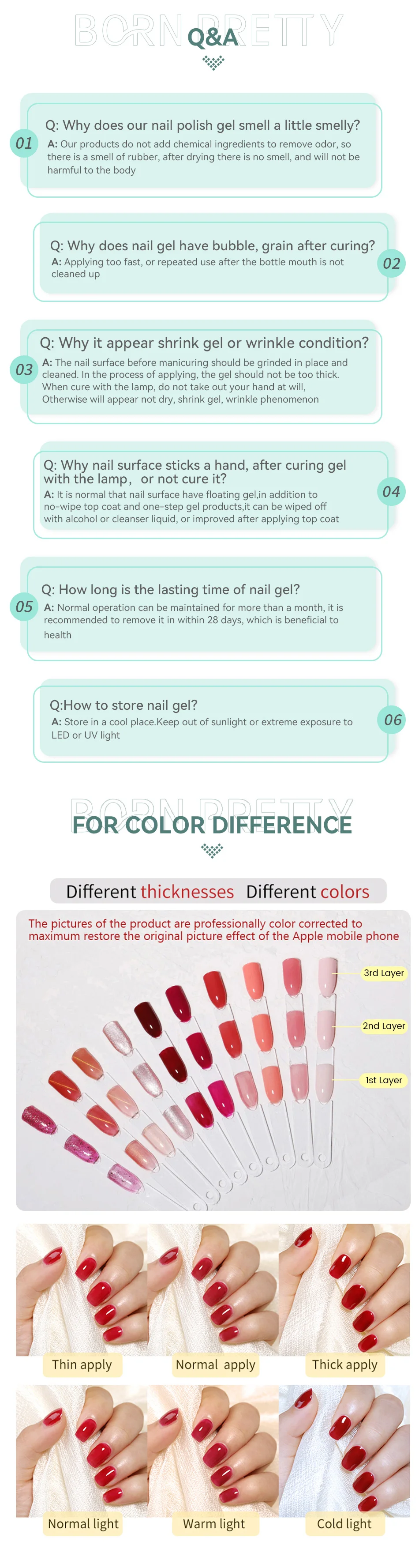 BORN PRETTY Lake Blue Farbiger Magnetischer Nagellack 10ml UV-Licht Aushärtender Glasperlen-Effekt Abziehbarer UV-Gel für Sommer-Nageldesign – Detail 4