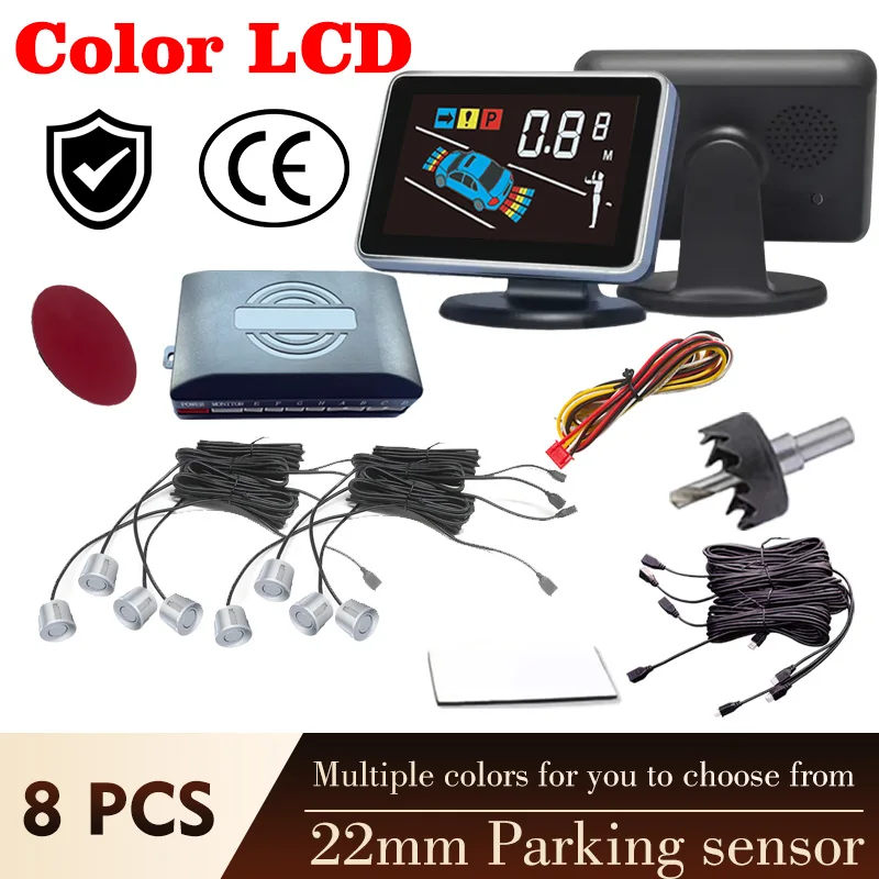 8 Sensor Parking Kit LCD Display Real Time Distance Audio Alert Universal Blind Spot Detection For All Vehicles