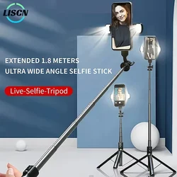 LISCN Bluetooth Selfie Stick 180cm Tripod Phone Holder with Remote for Travel, Vlogging, Live Compatible with IPhone and Android