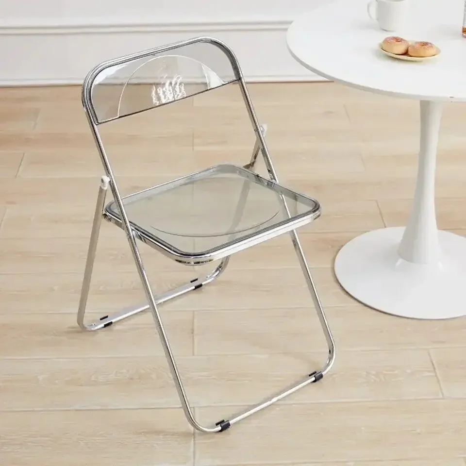 Transparent Acrylic Folding Chair INS Style Simple Design North Europe Folding Dining Chair Household Outdoor Graden Living Room