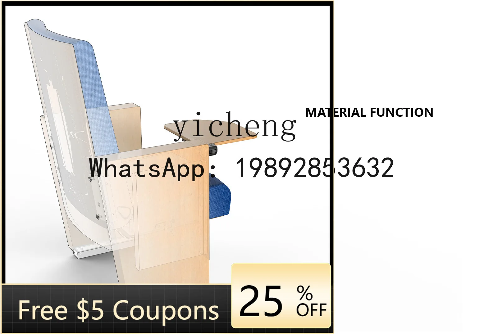 

YFY Theater Music Hall Solid Wood Soft Cover Auditorium Chair School Multimedia Lecture Hall Seat