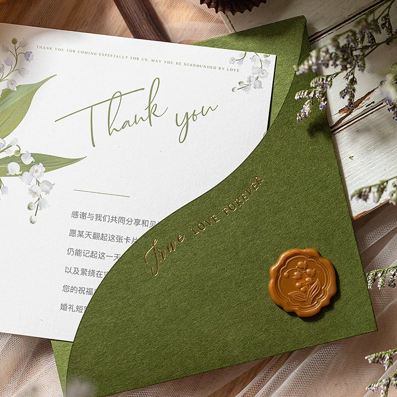 Customized. Ins-style Elegant Three-piece Set Wedding Simple Invitation Card Thank You Card Direct Sale Wedding Candy Box