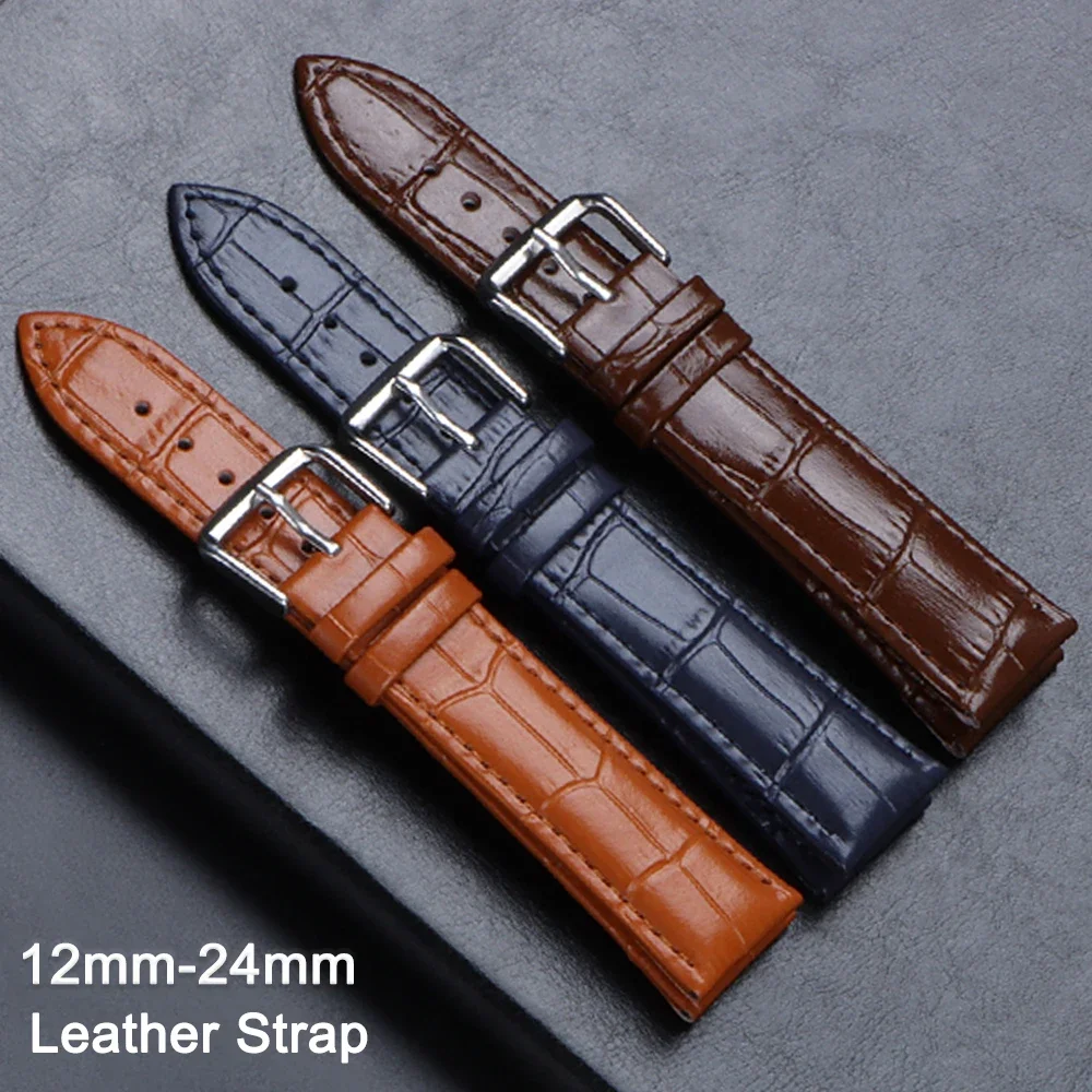 Watch Strap 12mm 14mm 16mm 18mm 19mm 20mm 22mm 24mm Calfskin Leather Watchband for Men Women Universal Replacement Bracelet