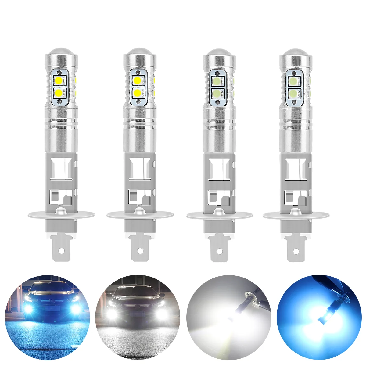 

2pcs H1 H3 LED Car Fog Light Canbus Fog Lamps Auto Daytime Running Light Convex Len 10SMD 3030 Chip 6000K White 8000K 12V