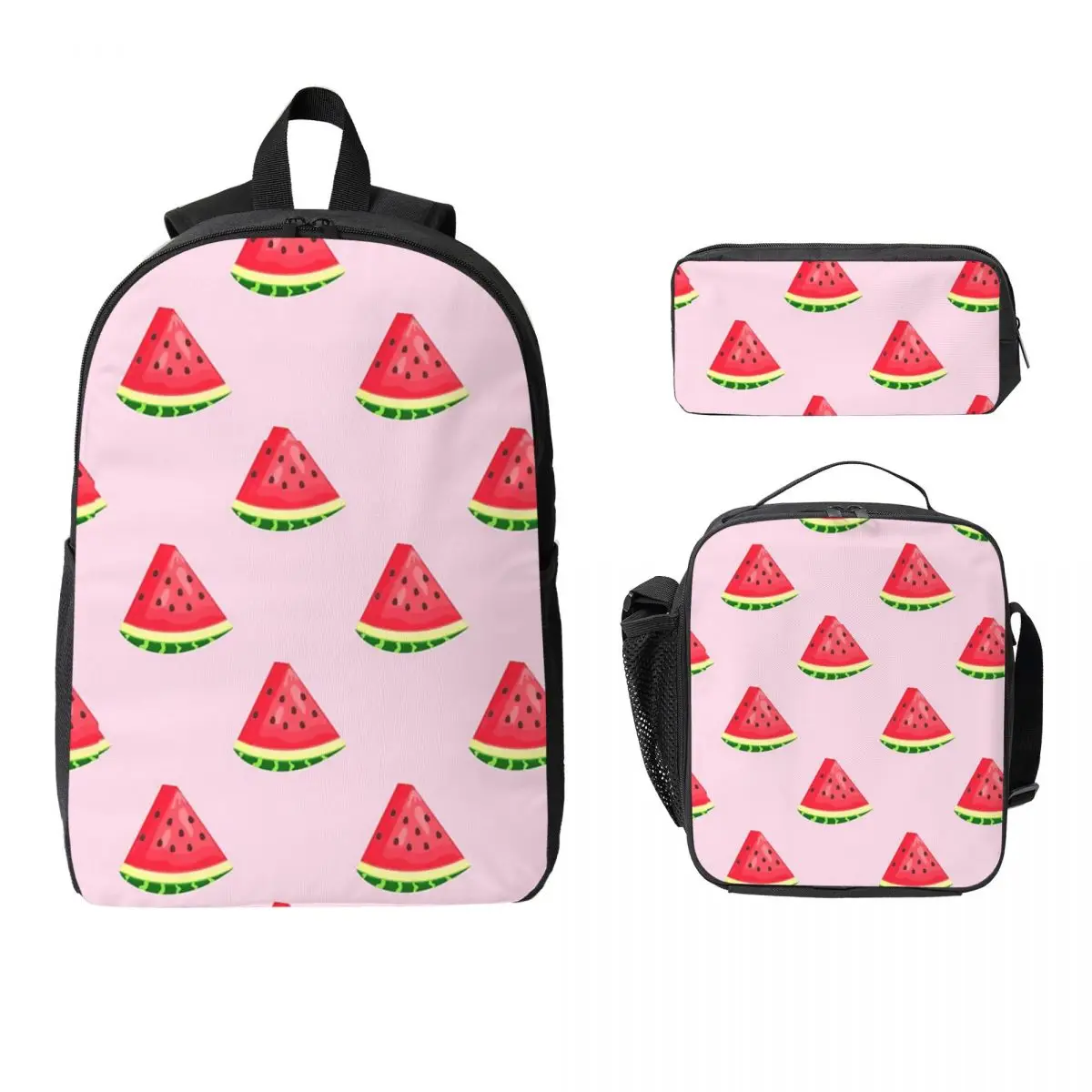 

Cute Watermelon Slices Backpack Student Boys Girls BookBag School Bag Computer Shoulder Bags 3ps Insulated Lunch Bag Pencil Case